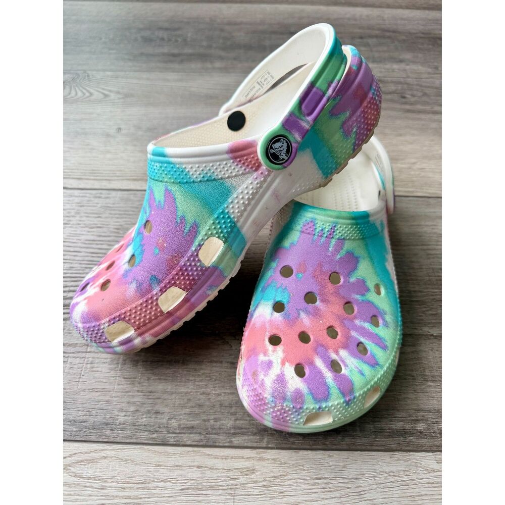 Crocs Tie Dye Pastel Sandals Clogs Summer Casual Workwear Womens 9 Mens 7 - Picture 2 of 6
